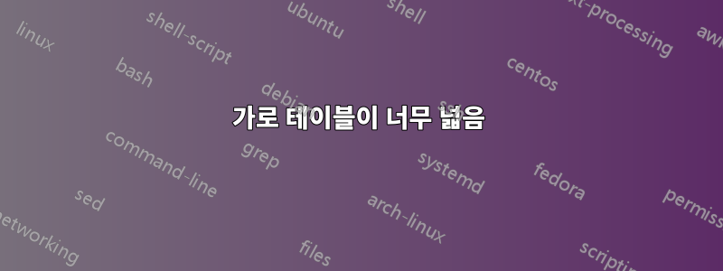 가로 테이블이 너무 넓음