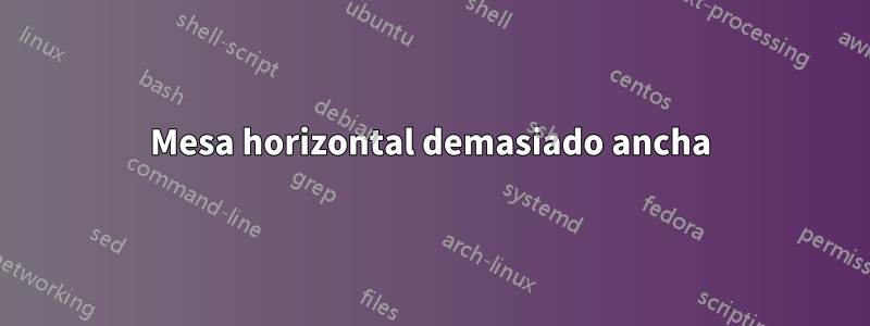 Mesa horizontal demasiado ancha