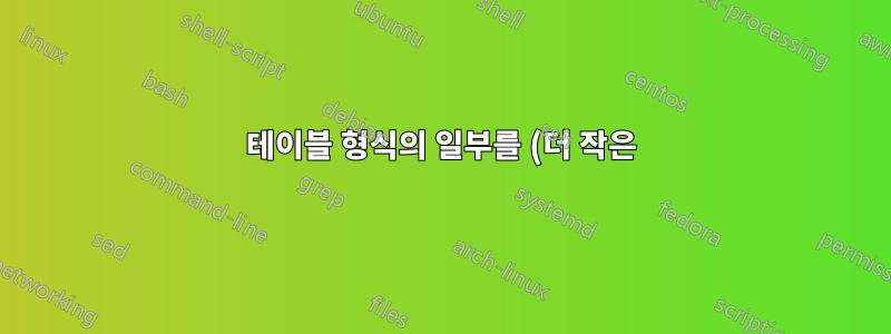 테이블 형식의 일부를 (더 작은) 테이블 형식으로 재사용