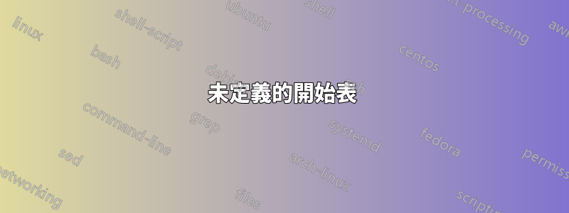 未定義的開始表