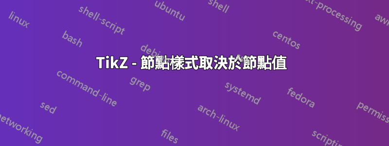 TikZ - 節點樣式取決於節點值 