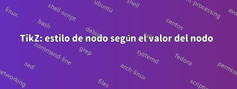 TikZ: estilo de nodo según el valor del nodo 