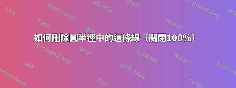 如何刪除圓半徑中的這條線（關閉100％）