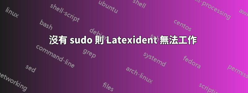 沒有 sudo 則 Latexident 無法工作