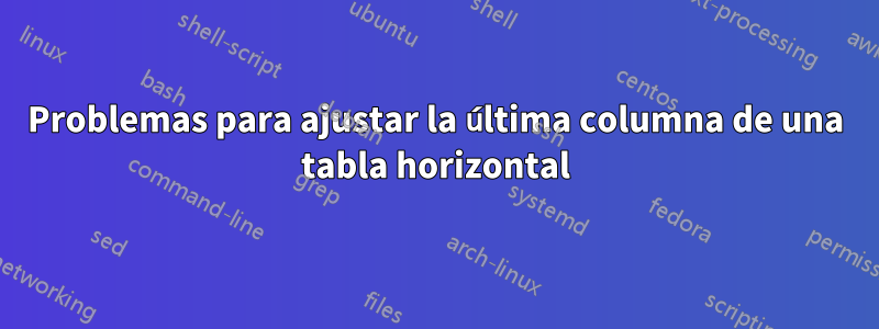 Problemas para ajustar la última columna de una tabla horizontal