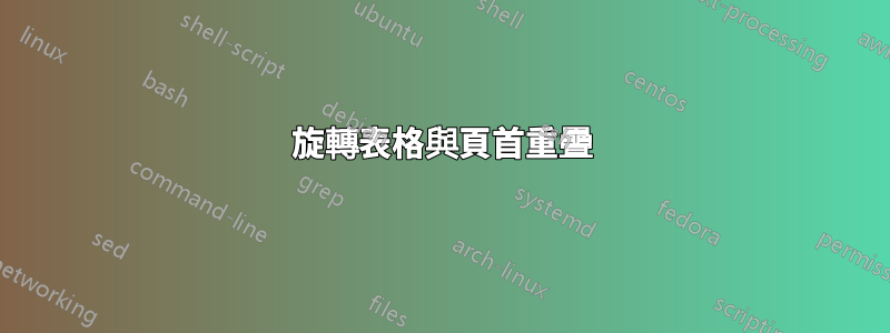 旋轉表格與頁首重疊