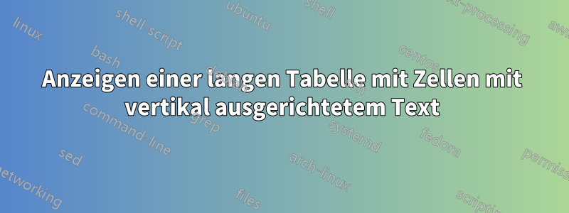 Anzeigen einer langen Tabelle mit Zellen mit vertikal ausgerichtetem Text