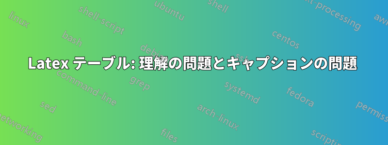 Latex テーブル: 理解の問題とキャプションの問題