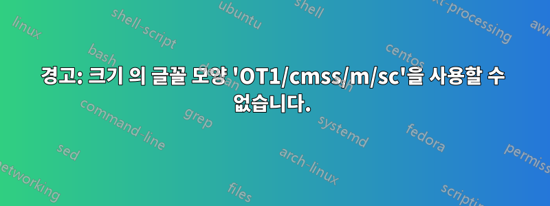 경고: 크기 의 글꼴 모양 'OT1/cmss/m/sc'을 사용할 수 없습니다.