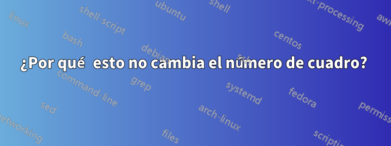 ¿Por qué esto no cambia el número de cuadro?