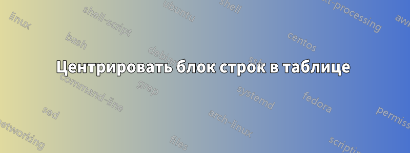 Центрировать блок строк в таблице