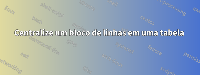 Centralize um bloco de linhas em uma tabela
