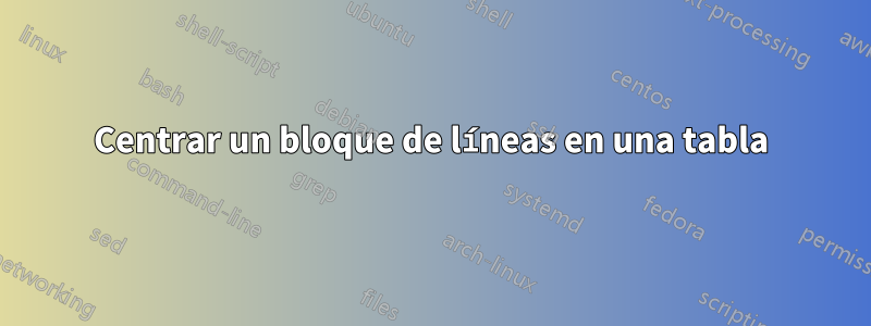 Centrar un bloque de líneas en una tabla