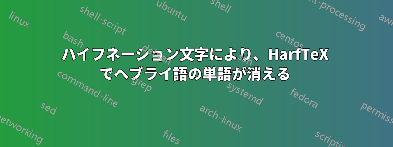 ハイフネーション文字により、HarfTeX でヘブライ語の単語が消える