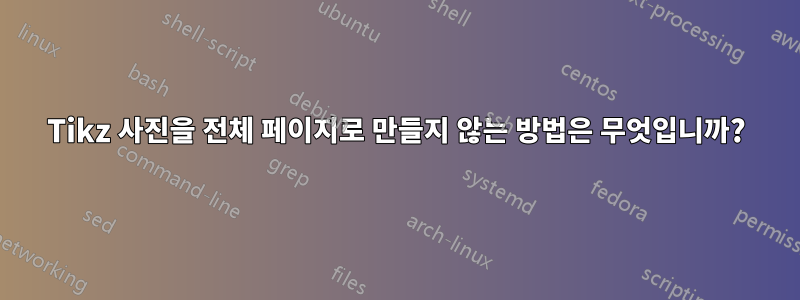 Tikz 사진을 전체 페이지로 만들지 않는 방법은 무엇입니까?