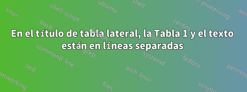 En el título de tabla lateral, la Tabla 1 y el texto están en líneas separadas