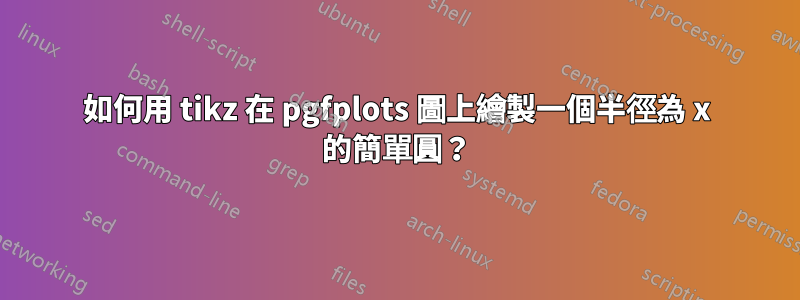如何用 tikz 在 pgfplots 圖上繪製一個半徑為 x 的簡單圓？