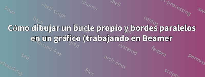 Cómo dibujar un bucle propio y bordes paralelos en un gráfico (trabajando en Beamer)