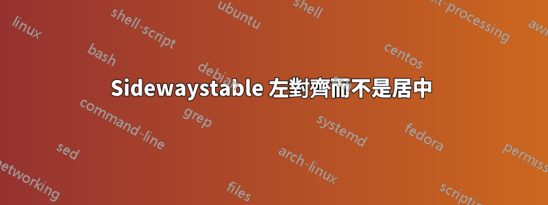Sidewaystable 左對齊而不是居中