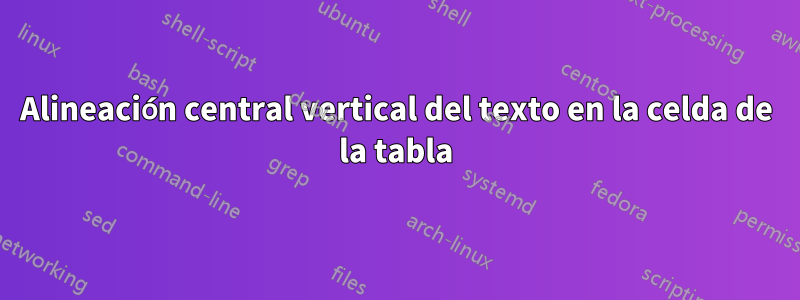 Alineación central vertical del texto en la celda de la tabla