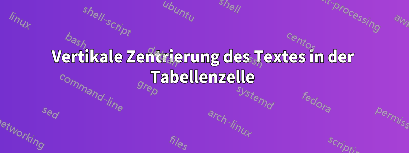 Vertikale Zentrierung des Textes in der Tabellenzelle