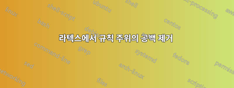 라텍스에서 규칙 주위의 공백 제거