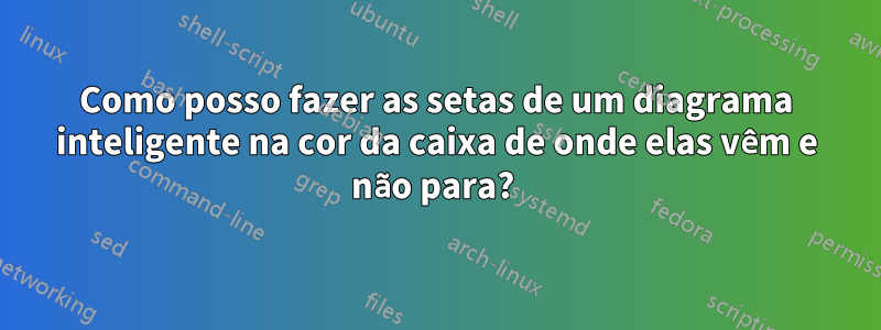 Como posso fazer as setas de um diagrama inteligente na cor da caixa de onde elas vêm e não para? 