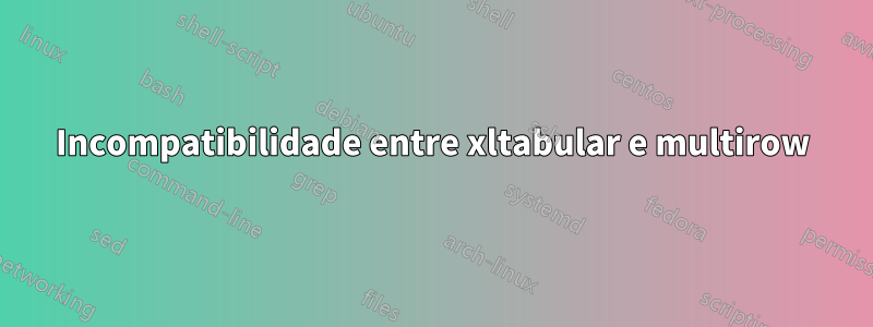 Incompatibilidade entre xltabular e multirow