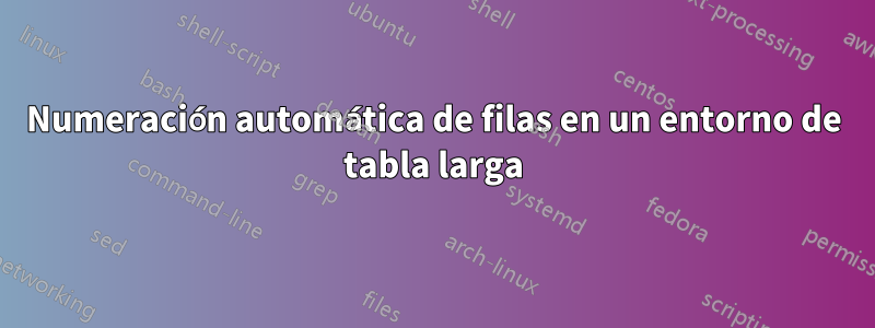 Numeración automática de filas en un entorno de tabla larga