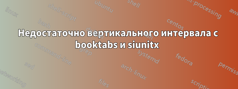 Недостаточно вертикального интервала с booktabs и siunitx 