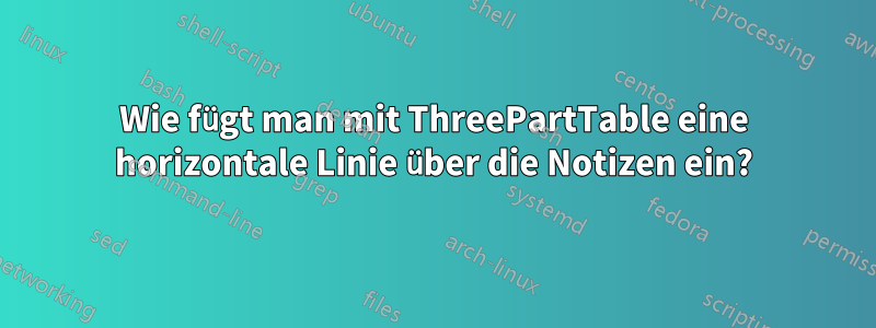 Wie fügt man mit ThreePartTable eine horizontale Linie über die Notizen ein?