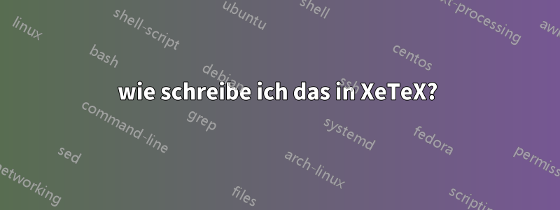 wie schreibe ich das in XeTeX?