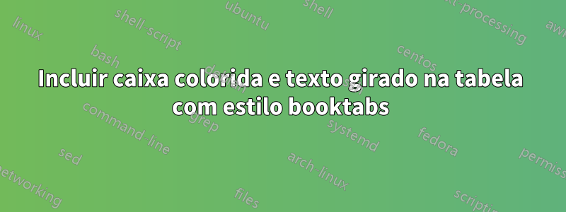 Incluir caixa colorida e texto girado na tabela com estilo booktabs