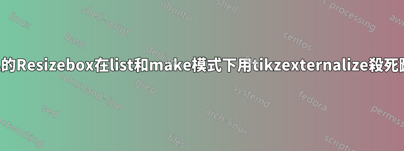 圖A的Resizebox在list和make模式下用tikzexternalize殺死圖B