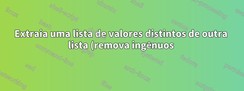Extraia uma lista de valores distintos de outra lista (remova ingênuos)