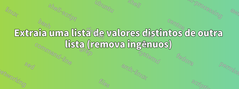 Extraia uma lista de valores distintos de outra lista (remova ingênuos)