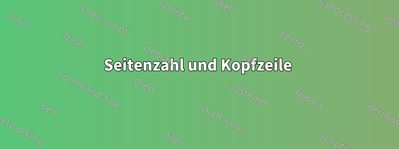 Seitenzahl und Kopfzeile