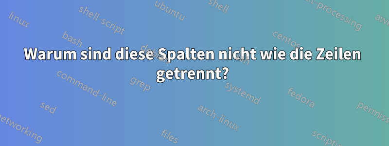 Warum sind diese Spalten nicht wie die Zeilen getrennt?