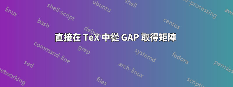 直接在 TeX 中從 GAP 取得矩陣