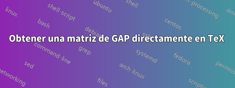 Obtener una matriz de GAP directamente en TeX