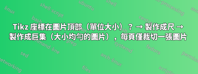 Tikz 座標在圖片頂部（單位大小）？ → 製作成尺 → 製作成巨集（大小均勻的圖片），每頁僅裁切一張圖片