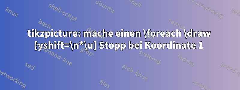 tikzpicture: mache einen \foreach \draw [yshift=\n*\u] Stopp bei Koordinate 1