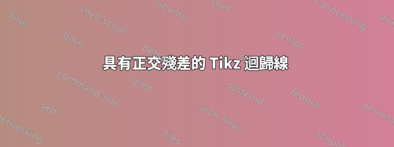 具有正交殘差的 Tikz 迴歸線