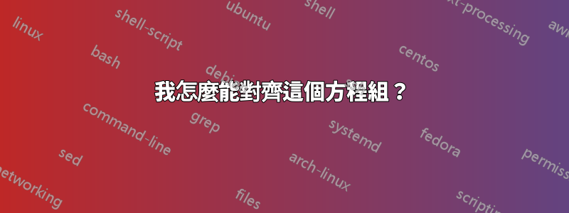 我怎麼能對齊這個方程組？