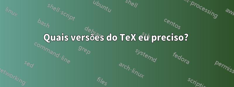 Quais versões do TeX eu preciso?