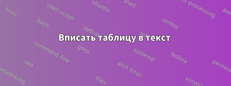 Вписать таблицу в текст