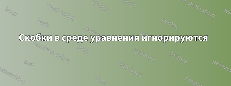 Скобки в среде уравнения игнорируются 