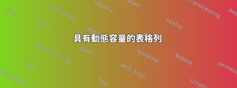 具有動態容量的表格列