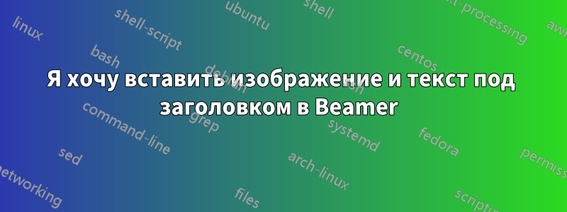 Я хочу вставить изображение и текст под заголовком в Beamer 