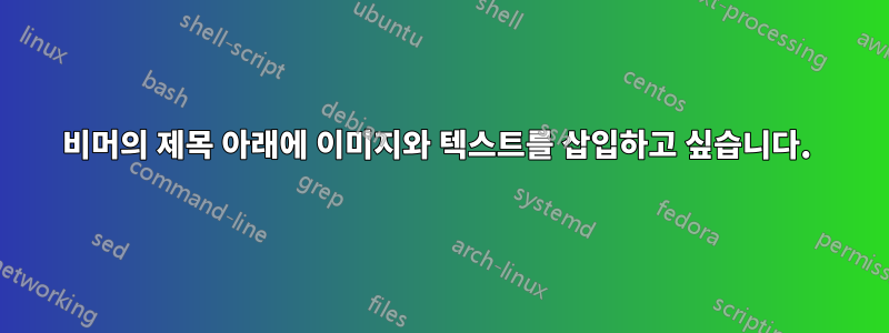 비머의 제목 아래에 이미지와 텍스트를 삽입하고 싶습니다. 